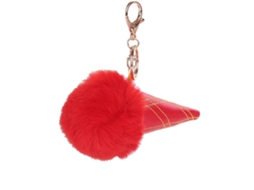 Chaveiro Com Pingente Pom Pom Cor Solida Acessório Moda