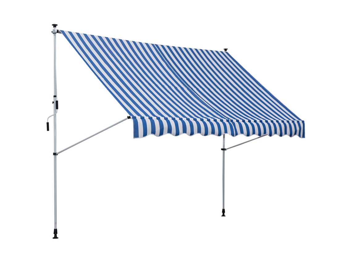 Toldo Retrátil com Manivela 150cm Azul e Branco,ajustável em Altura,antissujidade,resistente Às Intempéries para Varanda,terraço e Sacada BTFORUS