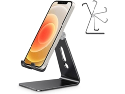 Suporte De Mesa Ajustável Para Celular Omoton Em Alumínio Com Base Antiderrapante E Porta De Carregamento Prática, Compatível Com Todos Os Smartphones