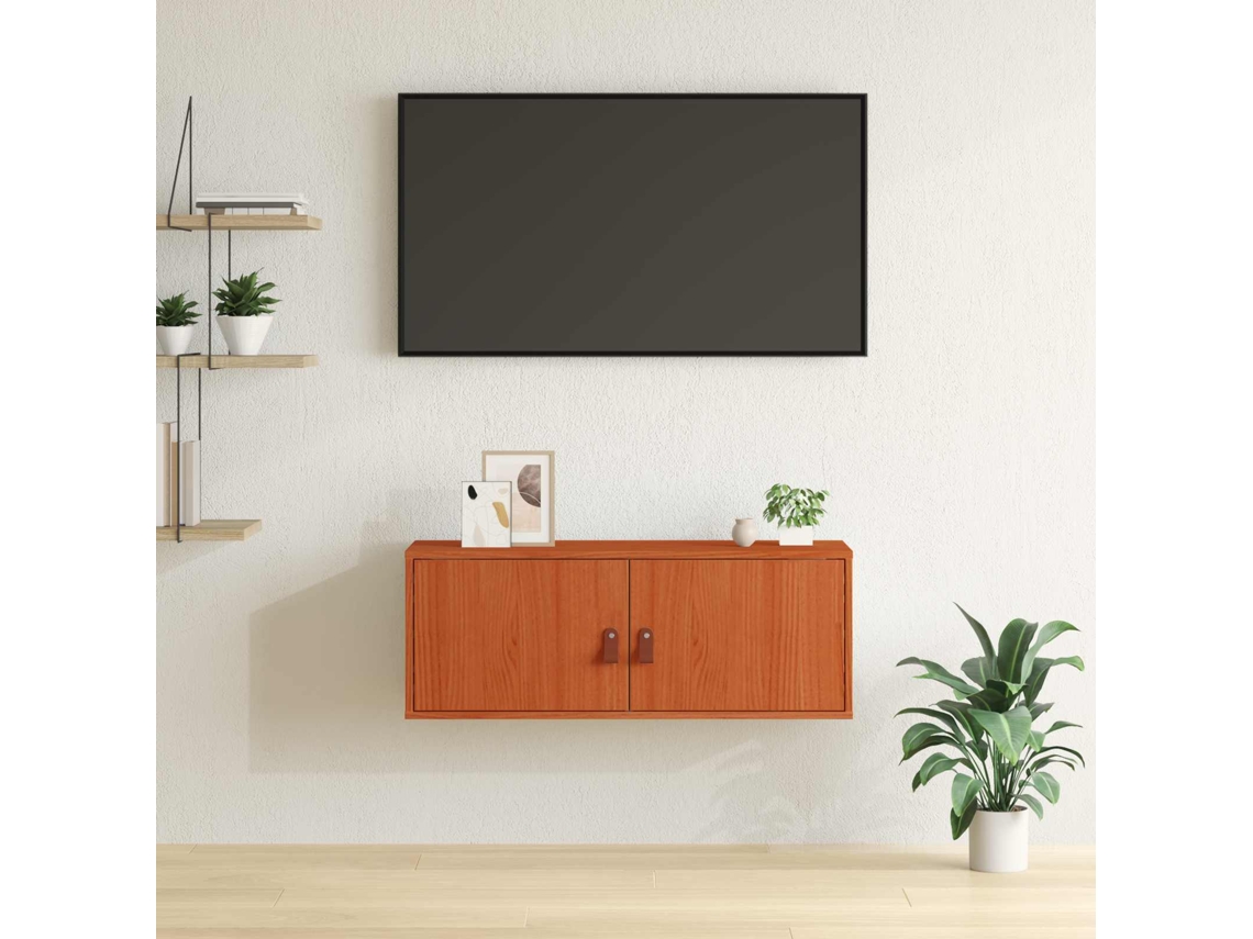 Vidaxl Armário De Parede Com Prateleira Marrom Cera 80 X 30 X 30 Cm