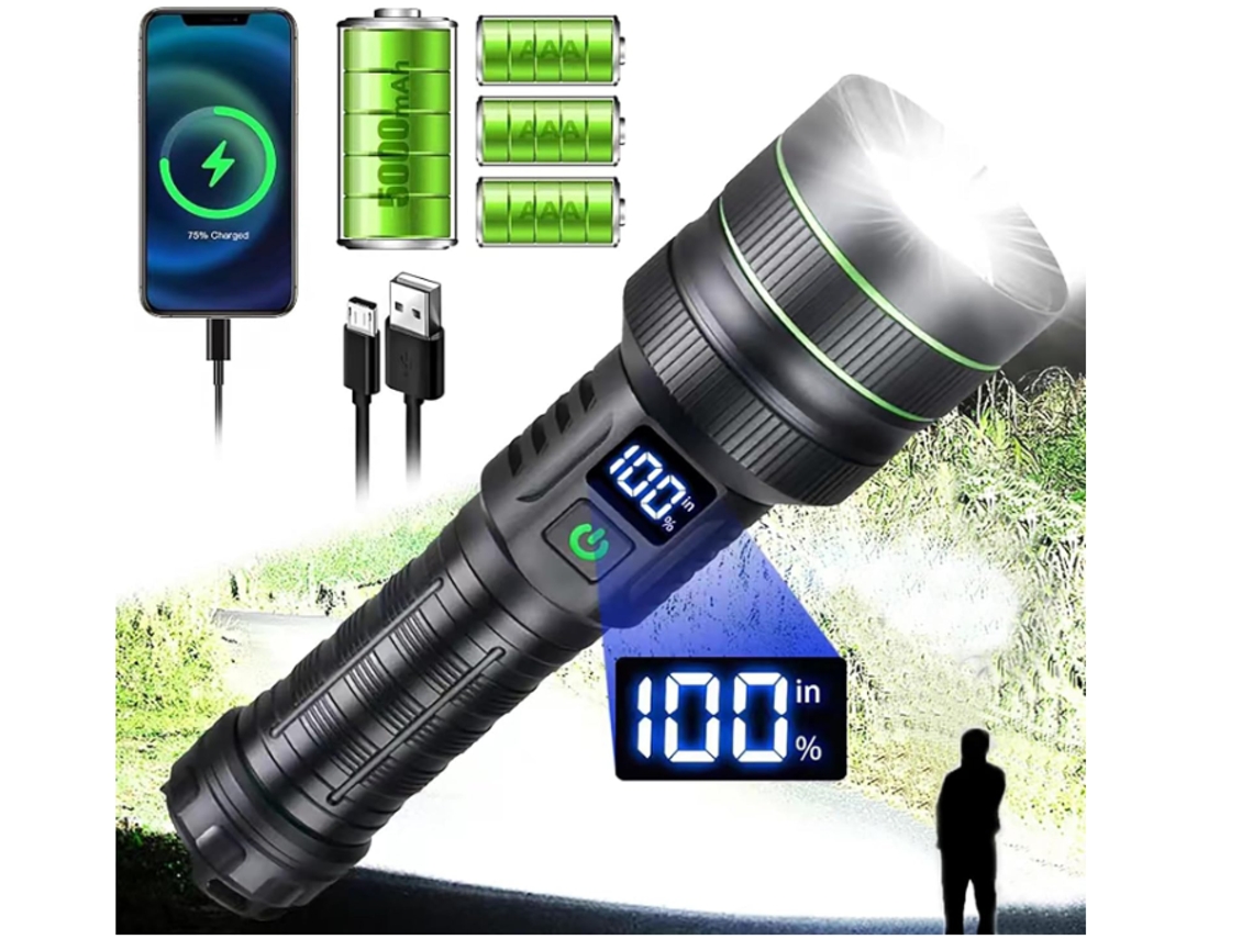 Lanterna LED Recarregável 120.000 Lúmens com Zoom HALINUIA | HALINUIA