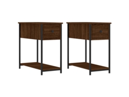 Bedside Cabinet, Bedside Cabinets Vidaxl Marrom Madeira Processada (n/a)