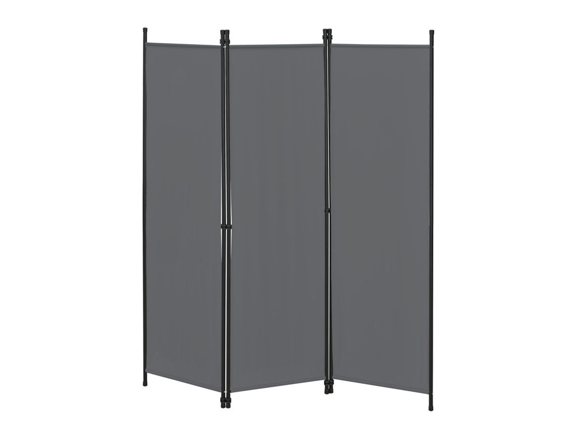 Biombo Divisória de 3 Painéis Huesca 171 X 150 Cm Cinzento Escuro [EN.CASA]