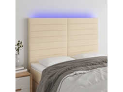 Cabecero con LED Tela 144x5x118/128 cm Crema