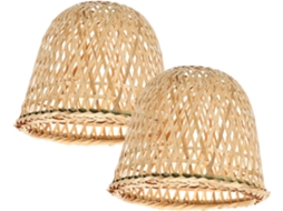Conjunto de 2 Luminárias Suspensas de Vime e Bambu em Estilo Rústico, Versáteis e com Estrutura Simples. SFUSHOS