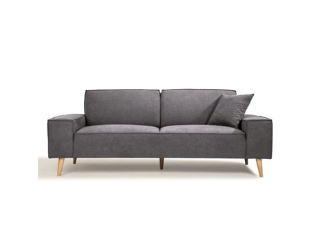HEXAGONE - Sofá reto de 3 lugares - Tecido cinza - 216 x 90 x 80 cm - Gustave