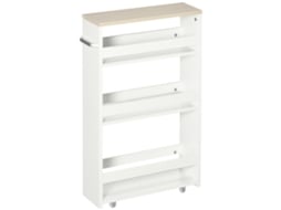 Armário de Banheiro com 3 Prateleiras e Rodízios para Espaços Estreitos, 50x13x67,5 Cm, Branco ORBITRA COMMERCE