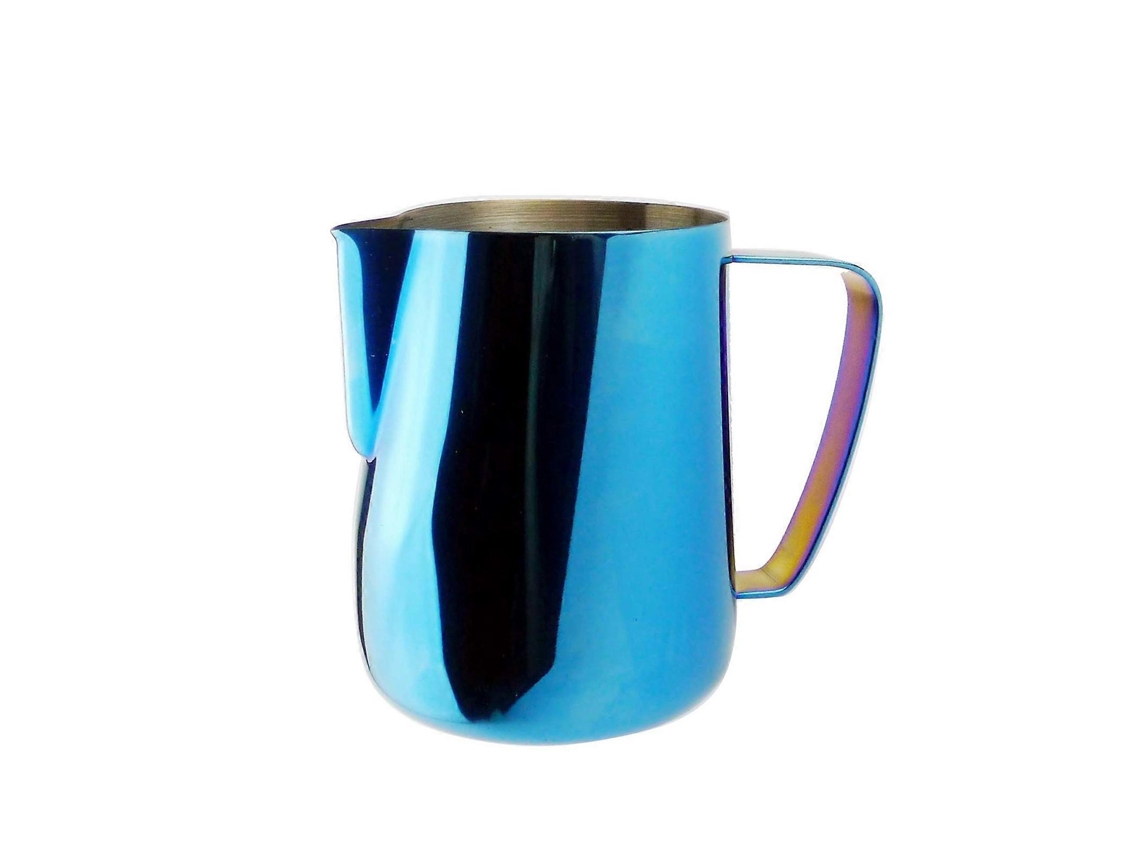Copo De Café De Aço Inoxidável 350/600ml Para Cappuccino Latte, Espumador De Leite, Titânio Azul Brilvibera