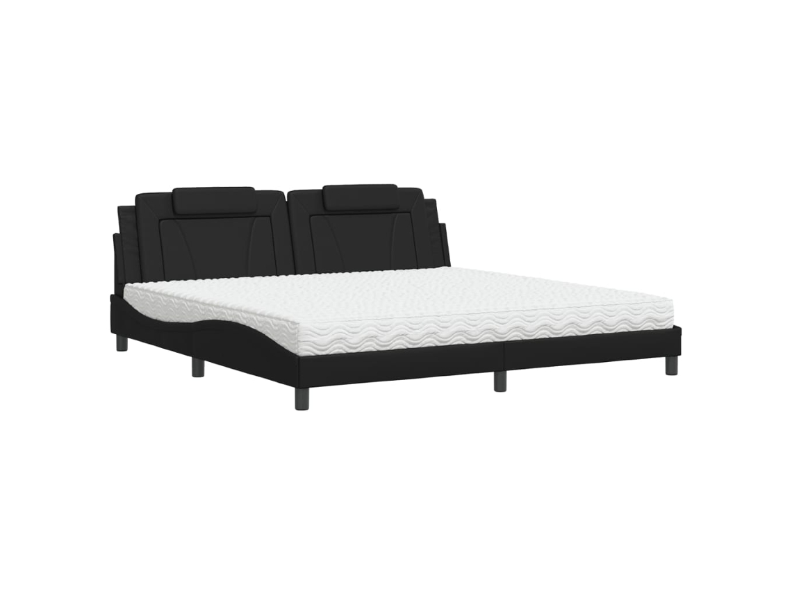 Bed, Beds Vidaxl Preto Couro Artificial (200 X 200 Cm)