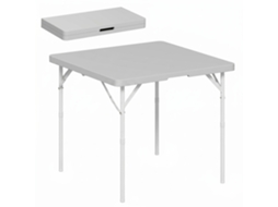 Mesa De Camping Dobrável E Ajustável, Com 2 Alturas. Fabricada Em Hdpe E Metal. 86 X 86 X 74 Cm. Cinza Escuro.