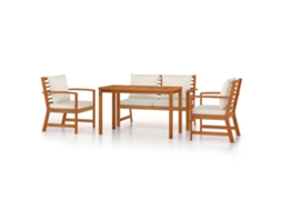 Maison Exclusive - 4 Pcs Conj. Jantar Jardim C/ Almofadões Madeira Acácia Maciça