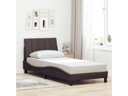 Cama De Solteiro | Camas Para Quarto | Estrutura De Cama Sem Colchão Hanko 80x200 Cm Tecido Castanho-escuro