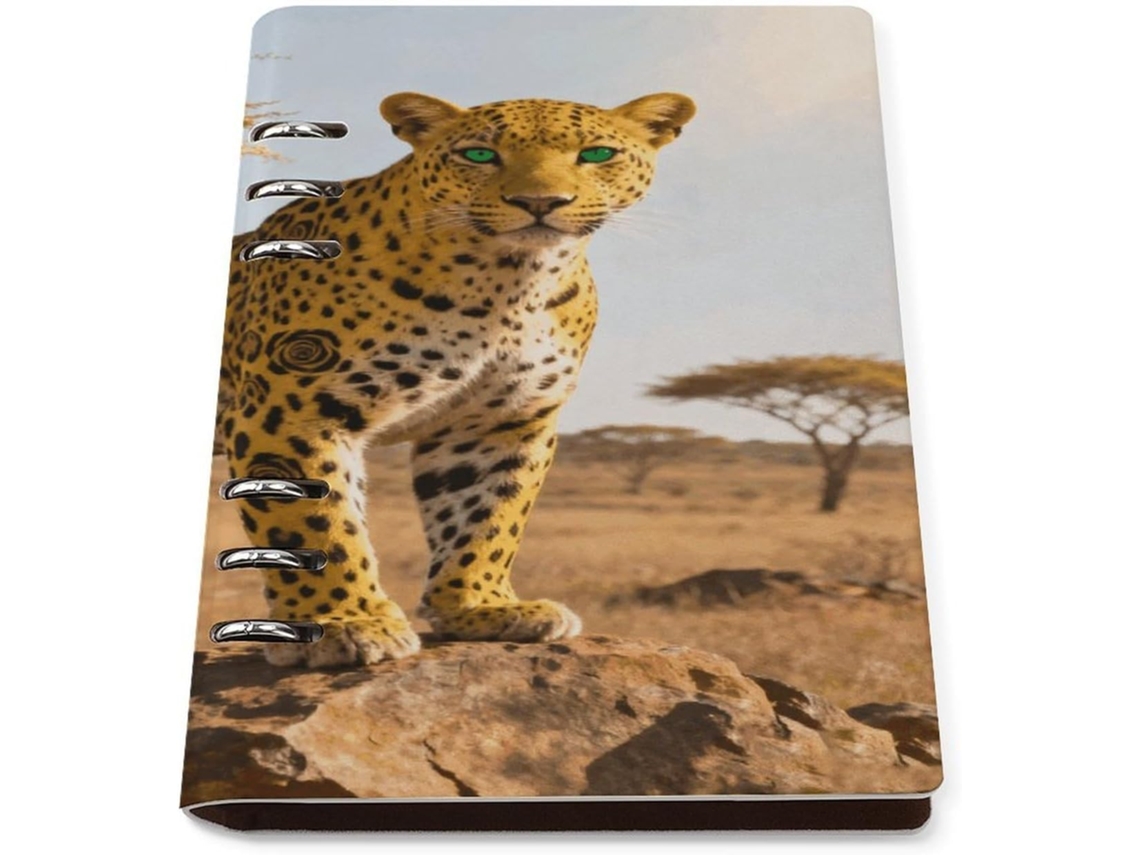 Pasta De Fichário Recarregável Leopard A5 Com 6 Argolas, Em Couro Sintético, Organizador De Folhas Soltas, Organizador