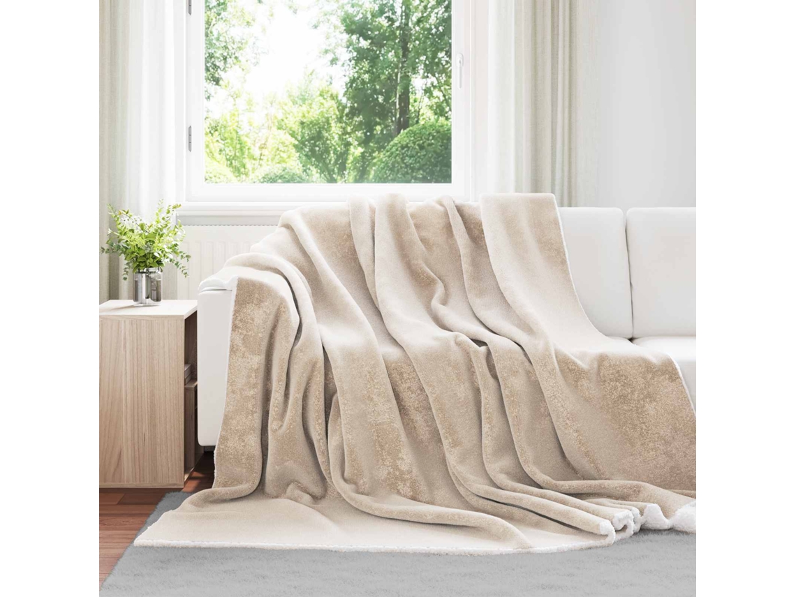 Vidaxl Cobertor Bege 220 X 240 Cm Lã