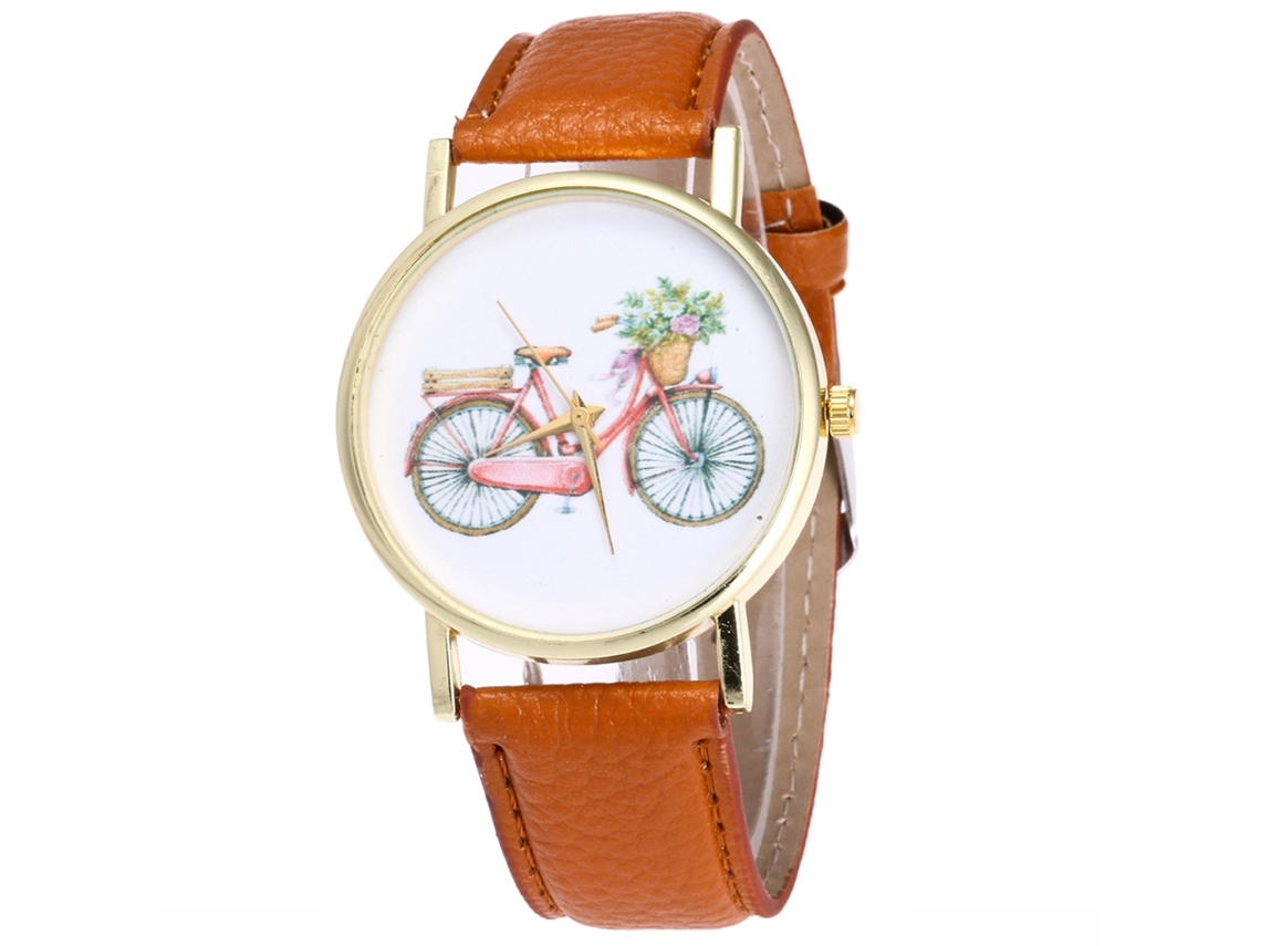 Reloj De Pareja De Cuarzo Con Correa De Cuero Pu Para Hombre Y Mujer Marrón