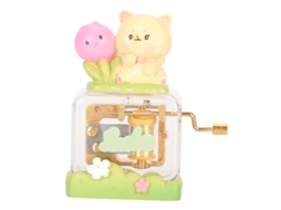 Caixa de Música Manivela Infantil Cute Transparente Ouro