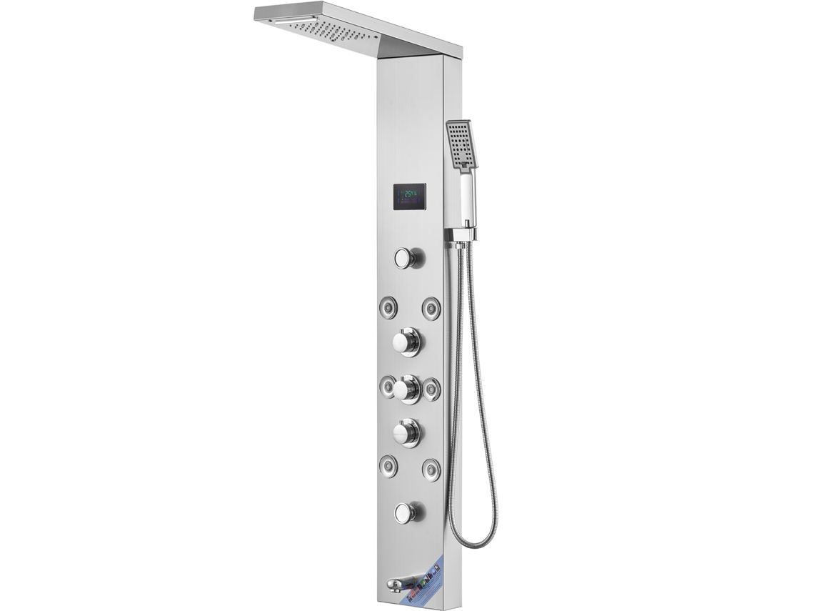 Sistema Painel Duche Aço Inoxidável 6 Modos Hidroelétricos