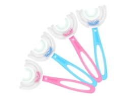 Kit com 4 Escovas de Dentes Infantis em Formato U Cabeça Silicone para Clareamento e Massagem. Escova Dente S Toda a Boca Ca GOKOCO