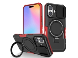 Capa Zruxe Compativel Com Iphone 16 Plus (sliding Camshield - Magsafe - Tpu - Pc - Preto - Vermelho)