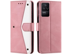 Capa Fólio Shell Antiqueda para Xiaomi Xiaomi Poco F4 5G HONGWE. Pele Sintética Magnética Retro Rosa