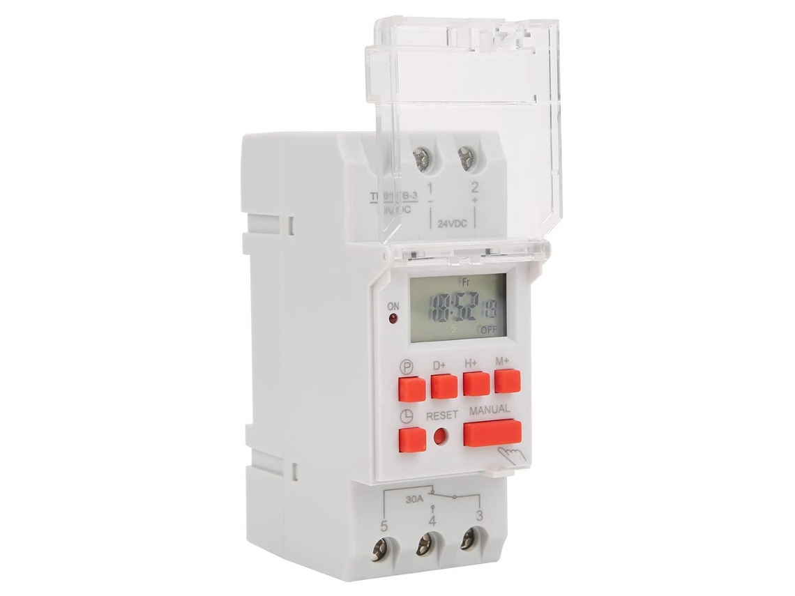Temporizador Lcd Programável De 24v Dc 30a Com Desligamento Semanal 12