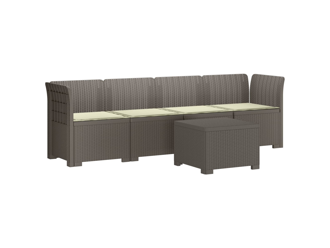 Vidaxl Sofá De Jardim 4 Lugares Com Almofadas Look Rattan Pp