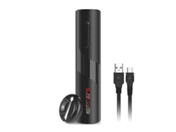 Abridor de vinho elétrico recarregável com removedor automático de rolo, cortador de cápsulas e conexão USB - aquaforge