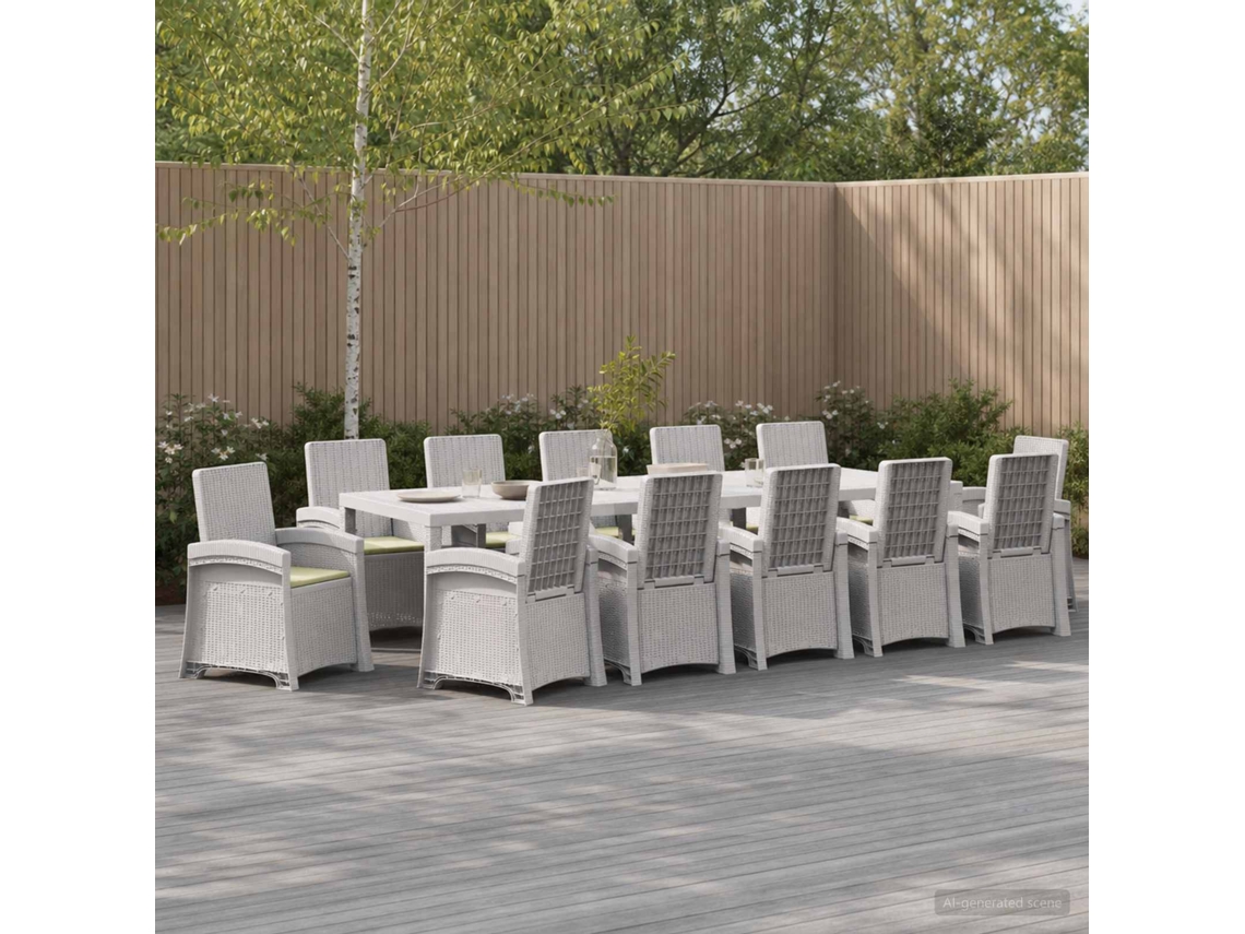 Vidaxl Conjunto De Jantar Para Jardim 14 Unid. Branco E Creme Pp