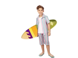 Fato de surfista às riscas rosa e azul para menino