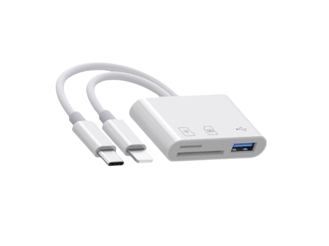 Leitor de Cartão de Linha Dupla 3 em 1 Usb c para Sd Tf Usb AQUAFORGE