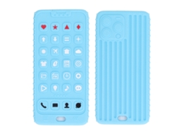 Mali chupeta em Forma de Telefone Silicone Macio Brinquedo Sensorial Bebê Skyblue