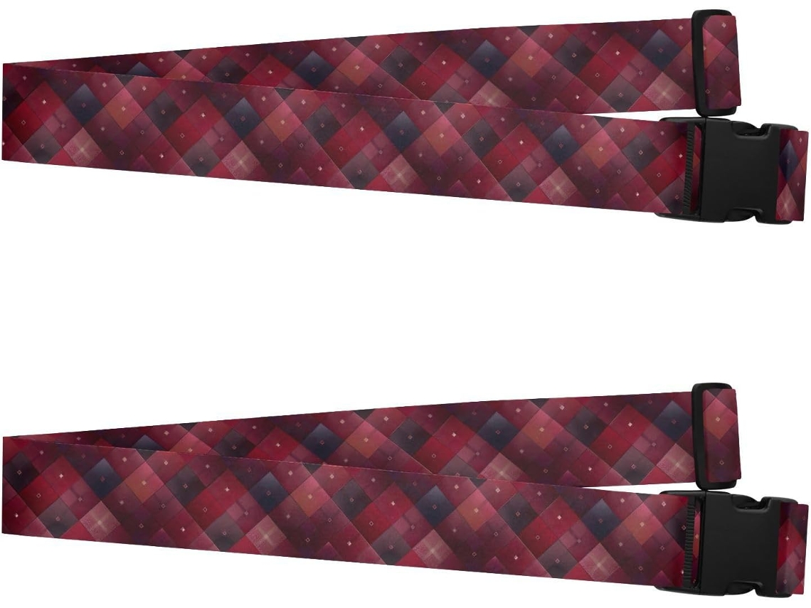 Conjunto De 2 Cintas Bagagem Ajustáveis Em Xadrez Marrom Para Malas Bolsas Mão, Acessórios De Viagem