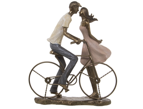 Figura de Casal em Resina com Bicicleta