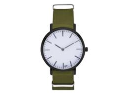 Reloj De Moda Para Parejas Con Correa De Nylon Dial Redondo Cuarzo (verde Ejército)