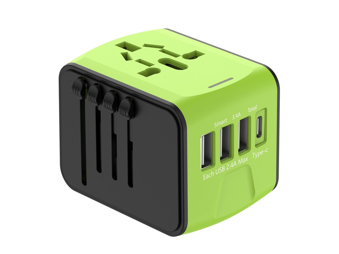 Adaptador de Viagem Universal com 3 Usb 1 Tipo C AQUAFORGE