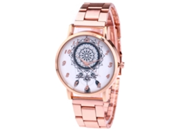 Relógio de pulso de quartzo para homens e mulheres com calendário e pulseira de metal elegante.