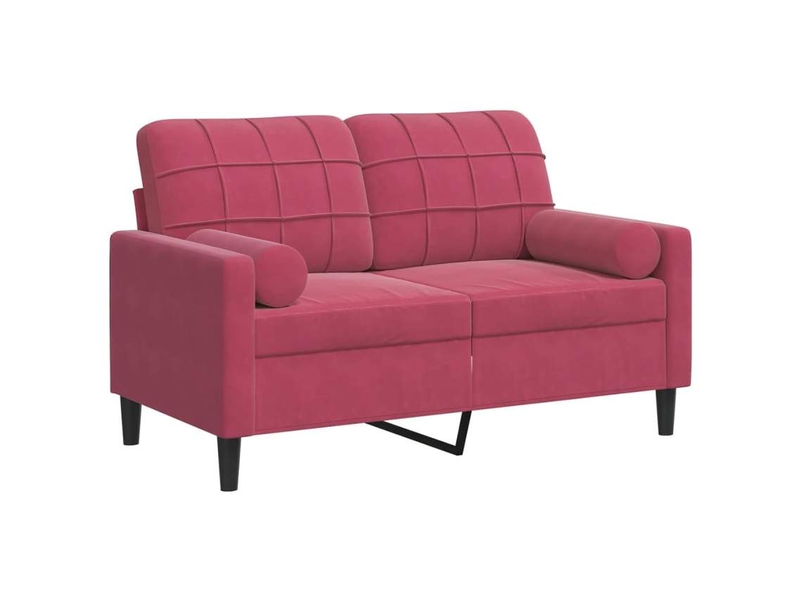 Conjunto 1 Sofá De 2 Lugares Vidaxl Vermelho Veludo (137 X 77 X 80 Cm)