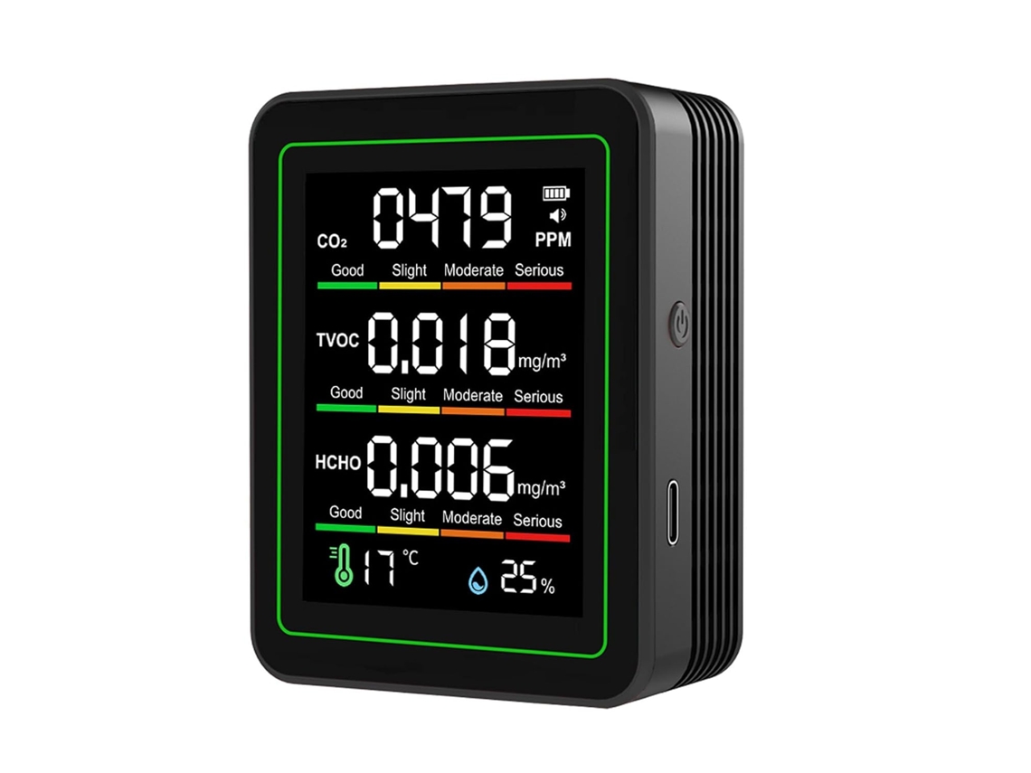 Monitor De Qualidade Do Ar Interno 5 Em 1 Com Sensor Ndir Para Detecção