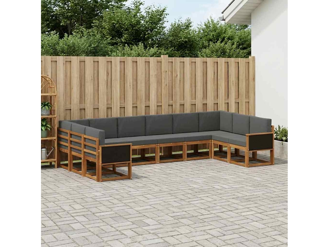 Vidaxl Conjunto De Sofás Para Exterior 10 Pcs Natural E Antracite
