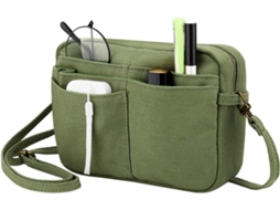 Mochila Para Lápis, Estojo Grande Portátil Para Homens/mulheres, Bolsa Com Zíper E Múltiplos Bolsos Com Alça, Verde Exército