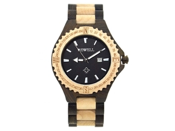 Reloj De Madera Unisex Bewell Ebony Maple Movimiento Cuarzo De Moda
