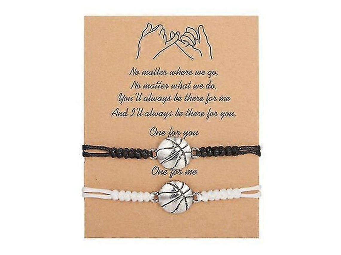 2pcs Pulseira com Cartão de Mensagem, Pulseira Tecida Ajustável para Esportes de Bola Basquete
