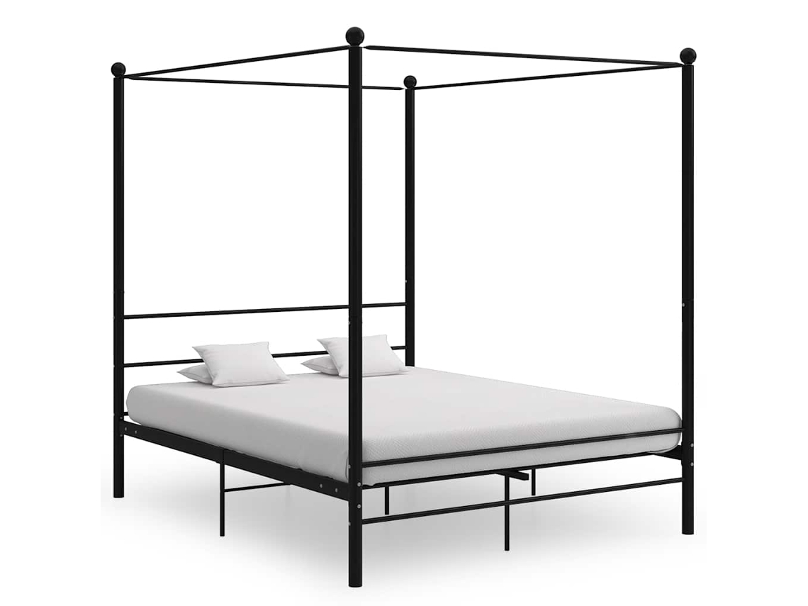 Vidaxl Estrutura De Cama Dossel 160x200 Cm Metal Preto