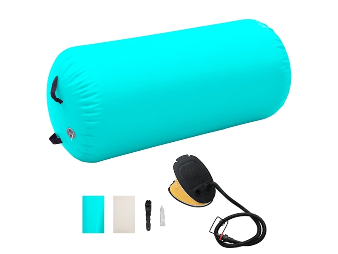 Boia inflável Vidaxl Ginástica Rolo com bomba, 120x75 cm, PVC verde.-aquaforge