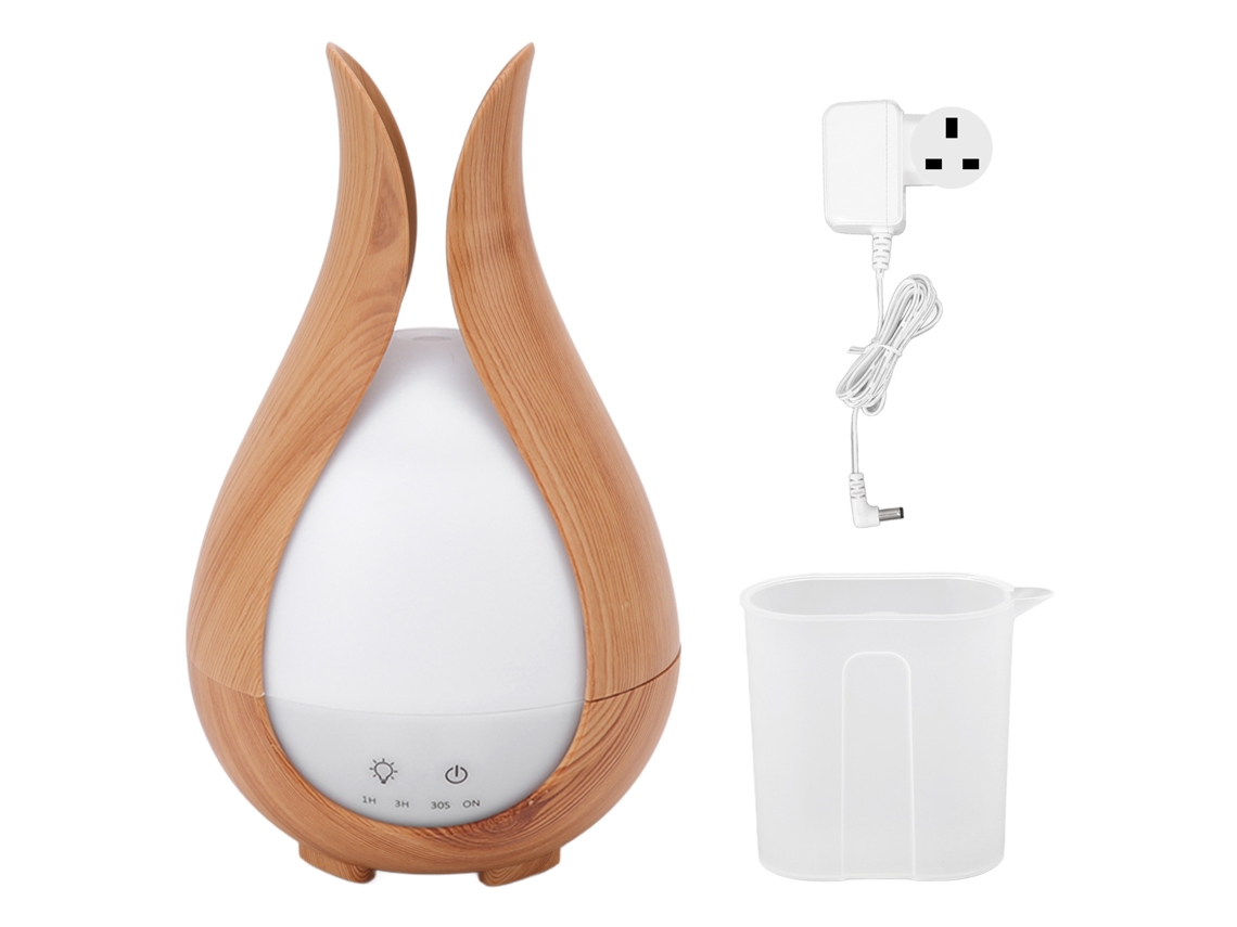 Umidificador de 200 ml com difusor de aromaterapia silencioso de 8 W e 24 V com 7 luzes LED coloridas e desligamento automático.