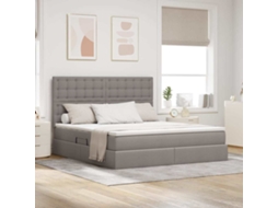 Vidaxl Cama De Armazenamento Led Com Colchão Cinzento-acastanhado