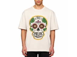 Rockinstone Rocky Movie Felix Chavez Skull Solid Natural Adult T-shirt Size:xxl