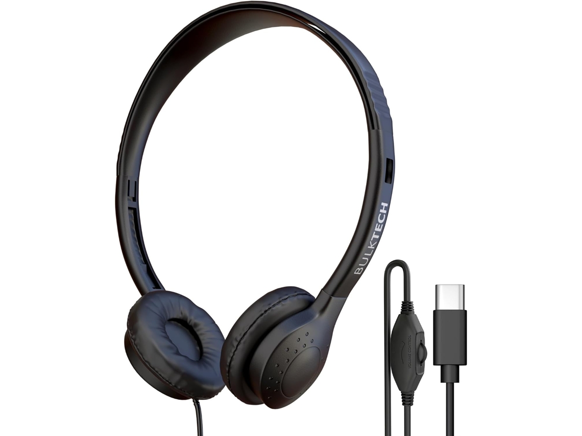 Fone De Ouvido Com Fio Em Couro, Usb-c, Supra-auricular, Com Controle De Volume, Compatível Com Celular