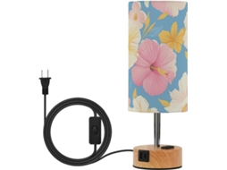 Luminária De Mesa Led Com Controle Por Toque, Em Formato De Flor Hibisco Rosa, Com Cúpula De Tecido E Lâmpadas Inclusas