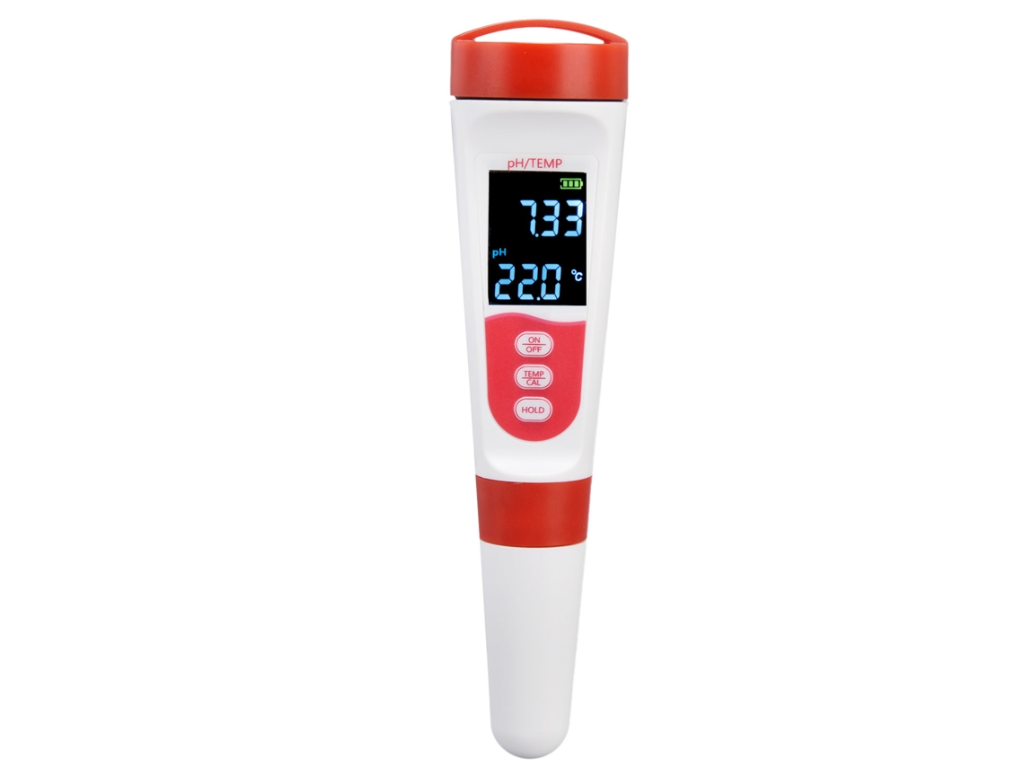 Medidor de pH portátil Primerox com LCD para água potável, piscicultura, laboratórios e agricultura.